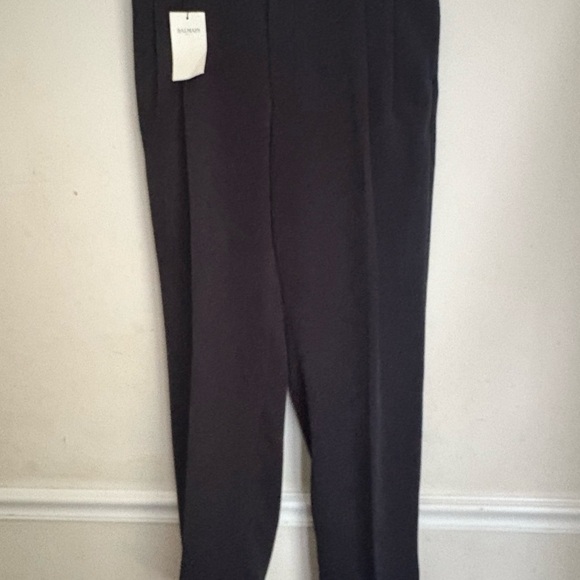 BALMAIN PARIS PLEATED GRAIN DE POUDRE TROUSERS BLACK 38X32 NWT - Picture 3 of 5